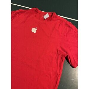 RARE Apple Store Employee T-Shirt Tee LARGE Red Embroidered Logo Uniform iPhone